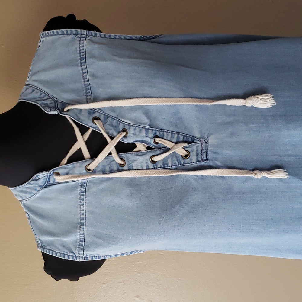 beachlunchlounge by Anthropology Sleeveless Denim Shirt Dress Women's Size Small